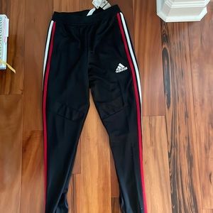 Red white and blue adidas joggers